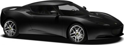 Sleek black coupe with aerodynamic body and alloy wheels