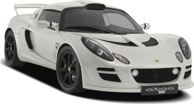 White aerodynamic sports car with black alloy wheels and rear spoiler