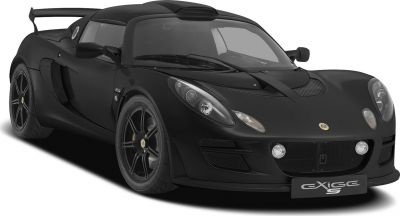 Black sports coupe with aerodynamic body and rear wing