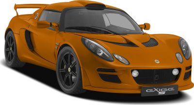 Front view with aerodynamic vents, sleek headlights, and rear wing spoiler