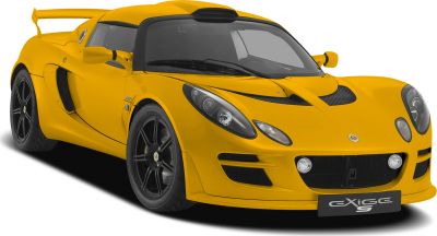 Aerodynamic sports coupe with distinctive rear spoiler and sleek front design