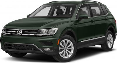 Green mid-size SUV front and side view with alloy wheels