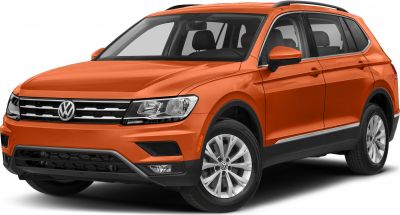 Front side view with headlight, grille, wheel of orange compact SUV