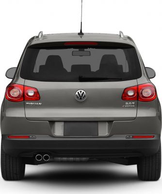 SUV rear view with dual exhaust and badge emblems