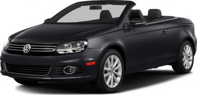 Convertible car front and side view with alloy wheels and black paint