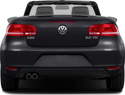 Rear view of convertible with dual exhaust and taillights