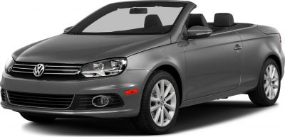 Front and side view of a convertible with retractable roof and alloy wheels