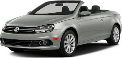 Silver convertible from front-side with distinct headlights and alloy wheels