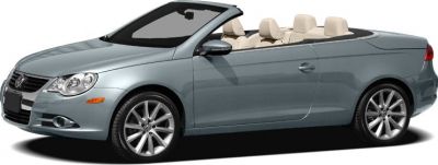 Side view of a convertible with open roof and beige leather interior