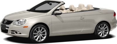 Side profile of a beige convertible with alloy wheels and retractable roof.