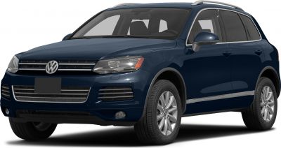 Blue SUV, chrome grille, alloy wheels, front-side view
