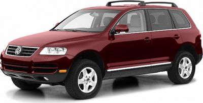 Red SUV with roof rails and alloy wheels front side view