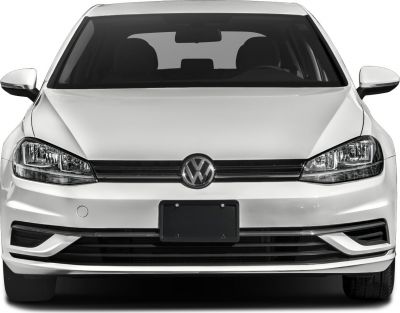 Front view with distinctive headlights and branded grille