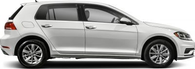 Side profile of compact hatchback with 3-door layout and alloy wheels