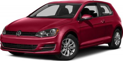 Front side view of red 5-door hatchback with alloy wheels