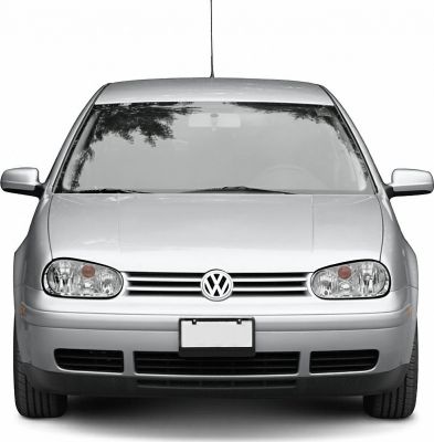 Front view featuring headlights and grille of a compact hatchback