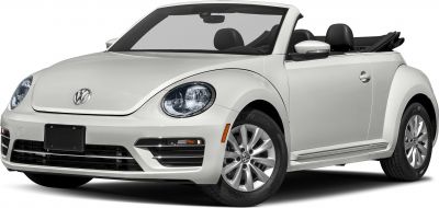 Front view of a facelifted convertible with prominent headlights and open roof
