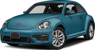 Front-side view of blue compact hatchback with round headlights and smooth contours