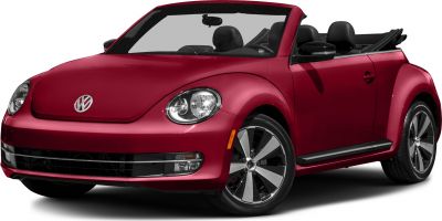 Red convertible car front side with round headlights, alloy wheels