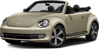 Front side view with round headlights and convertible soft top