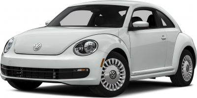 Front view of a compact white car with rounded headlamps and retro design.
