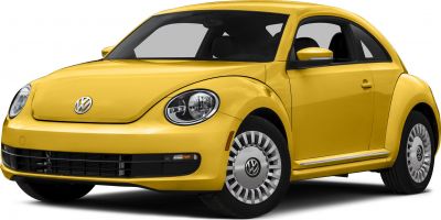 Yellow Volkswagen Beetle A5 front side view with round headlights