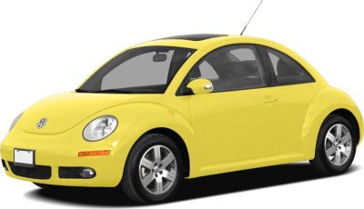 Yellow rounded compact hatchback with retro styling and chrome details