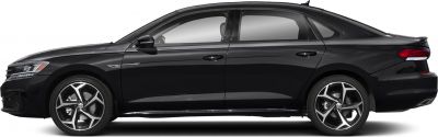 Side profile of sleek sedan with alloy wheels