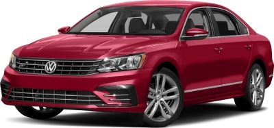 Front view of red sedan with LED headlights and multi-spoke alloy wheels
