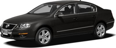 Black four-door sedan with alloy wheels and chrome trim.