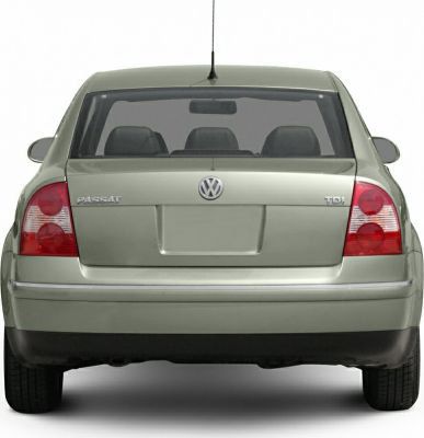Rear profile of a sedan with distinct taillights and rear windshield
