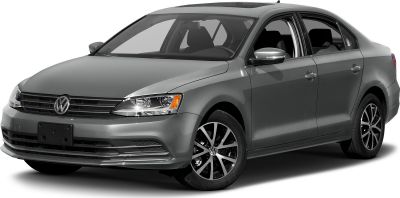 Front and side view of a mid-size sedan with alloy wheels and sleek headlights
