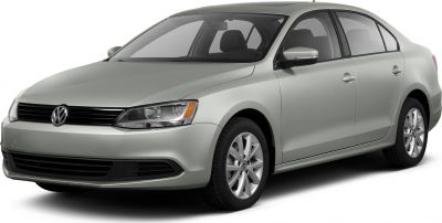 Silver midsize sedan front-side with alloy wheels