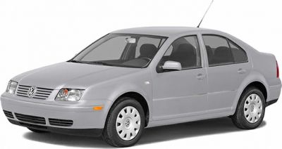 1999 sedan front 3-quarter view, silver four-door with VW emblem