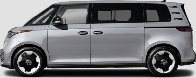 Side profile of electric minivan with sliding doors and futuristic alloy wheels