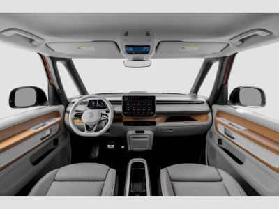Modern car interior with digital dashboard and spacious seating