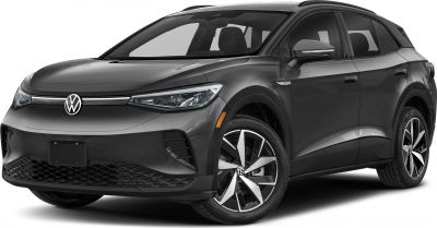 Front and side view of electric SUV with LED headlights and alloy wheels