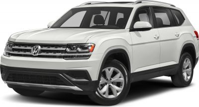 Front side of white SUV with LED headlights and roof rails