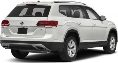 Rear and side view of a white SUV with distinctive tail lights and robust design