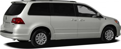 Side profile of a silver minivan with sliding rear doors and alloy wheels