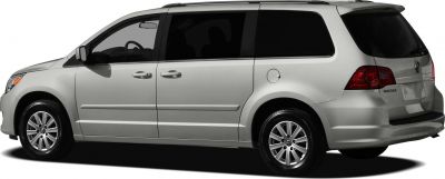 Side profile and rear view of a minivan with sliding doors and tinted windows.