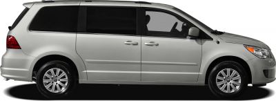 Side profile of a minivan with sliding doors and alloy wheels