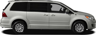 Side profile of minivan with sliding doors and alloy wheels