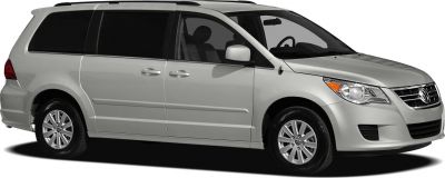 Silver minivan side view with sliding rear door and alloy wheels