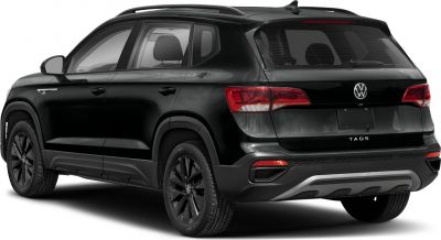 Rear side view of compact SUV with black alloy wheels and distinct taillights