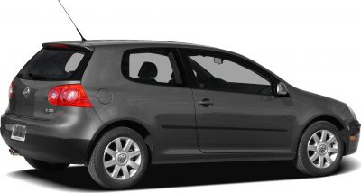 Side and rear view of a 5-door hatchback car with detailed wheels and taillights.