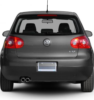 Rear view hatchback with dual exhaust and distinctive taillights