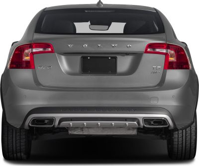Rear view of a vehicle with dual exhaust and distinctive taillights.