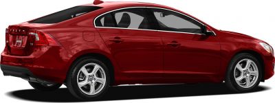 Red sedan side profile with alloy wheels and chrome trim