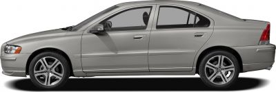 Side profile of a sleek four-door sedan with alloy wheels